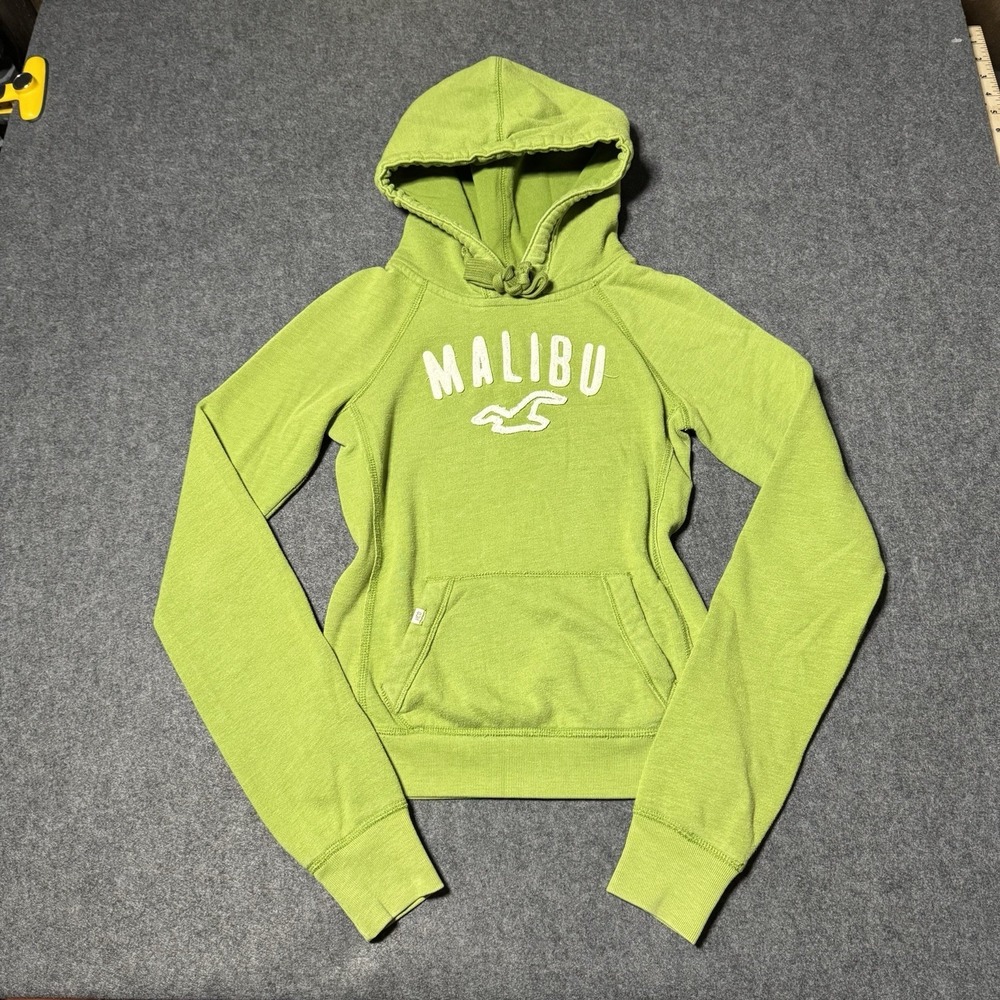 VTG Y2K Hollister Womens Hoodie Malibu Graphic Size XS Grunge Surf Beach Outdoor